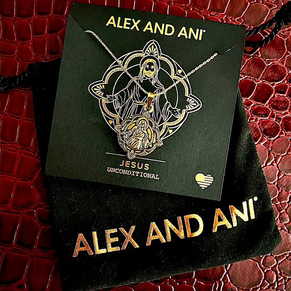 Authentic Alex & Ani Rafaelian Gold Jesus Charm Expandable Necklace
